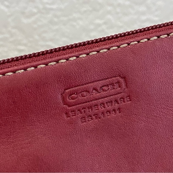 Coach Red Wine Leather Wristlet Small - Picture 6 of 10